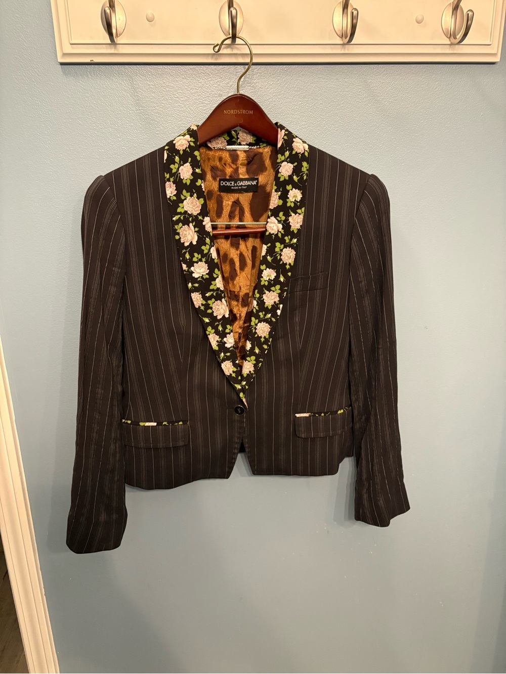 Dolce & Gabbana Silk Blend Flower Print Collar Blazer